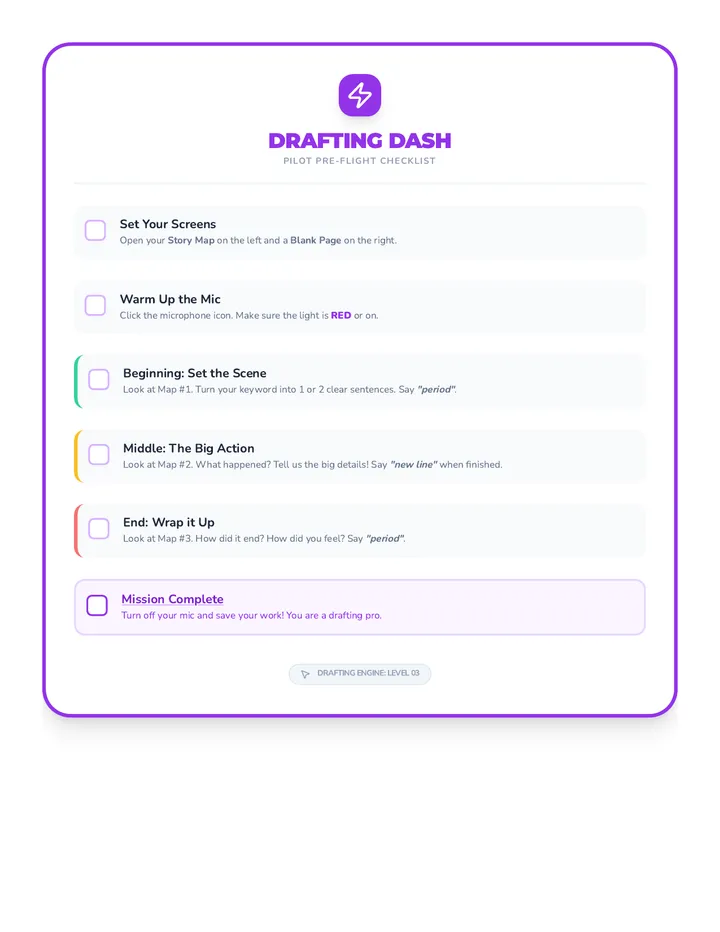 Drafting Dash Checklist