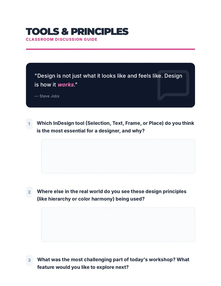 InDesign Tools Discussion Guide