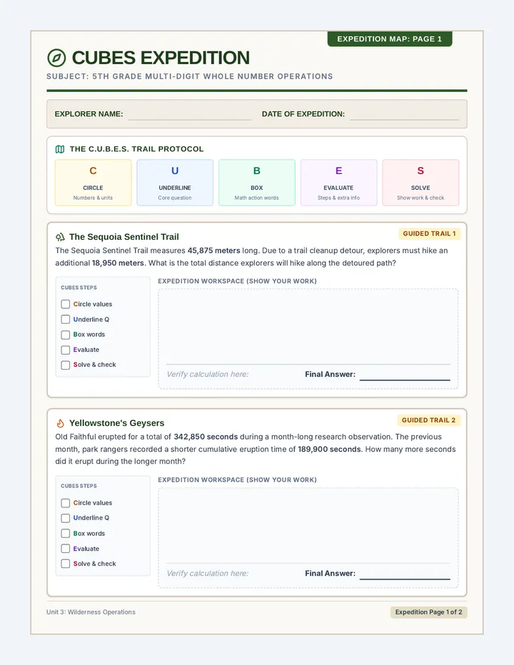 CUBES Expedition Worksheet
