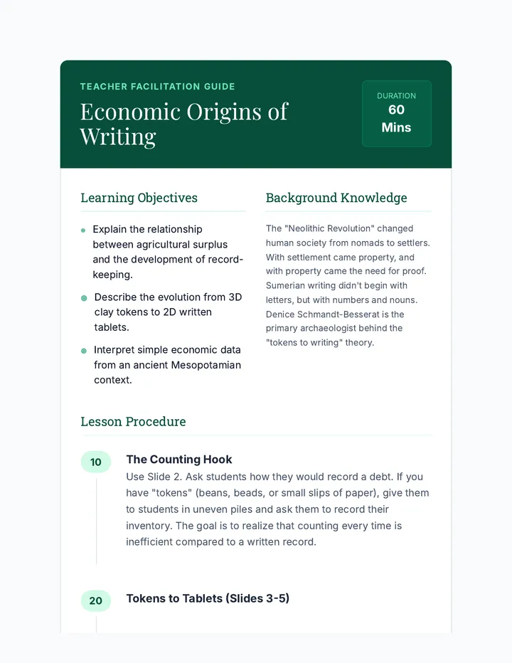 Economic Origins Teacher Guide
