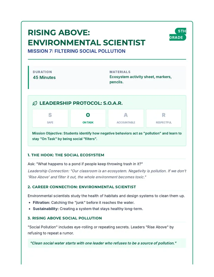 Rising Above Environmental Scientist Teacher Guide