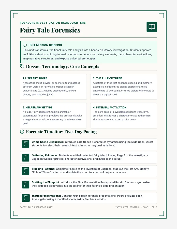 Forensics Field Guide Teacher Resource
