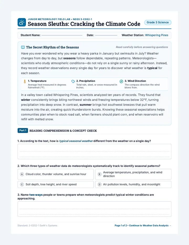 Season Sleuths Worksheet