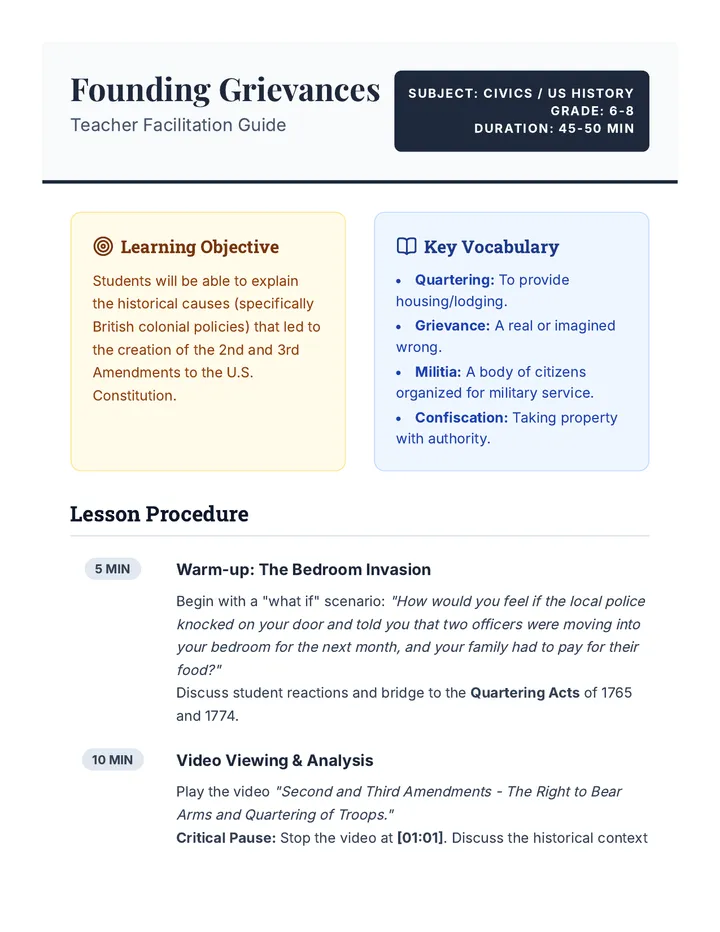 Founding Grievances Teacher Guide