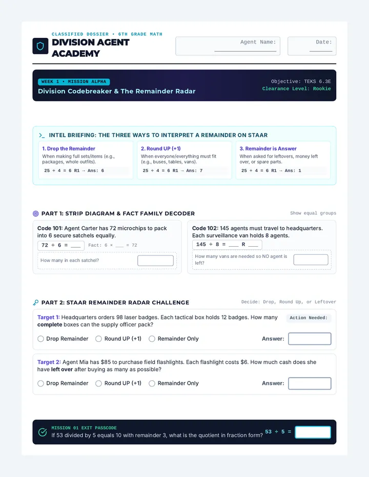 Division Agent Student Workbook
