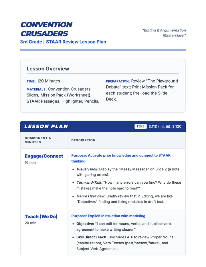 Convention Crusaders Lesson Plan