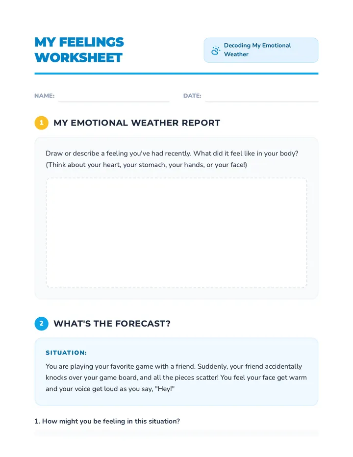 My Feelings Worksheet