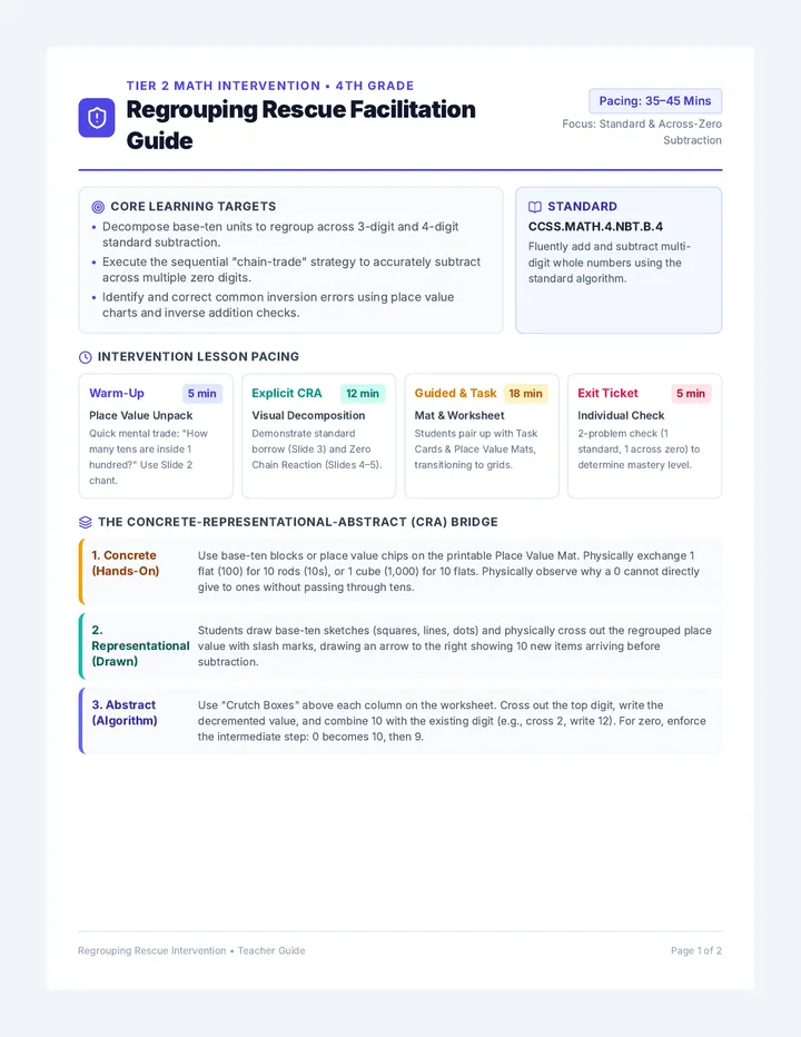 Regrouping Rescue Teacher Guide