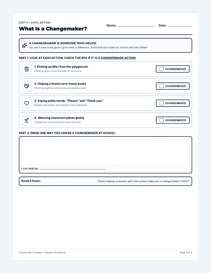 Changemakers Student Worksheets