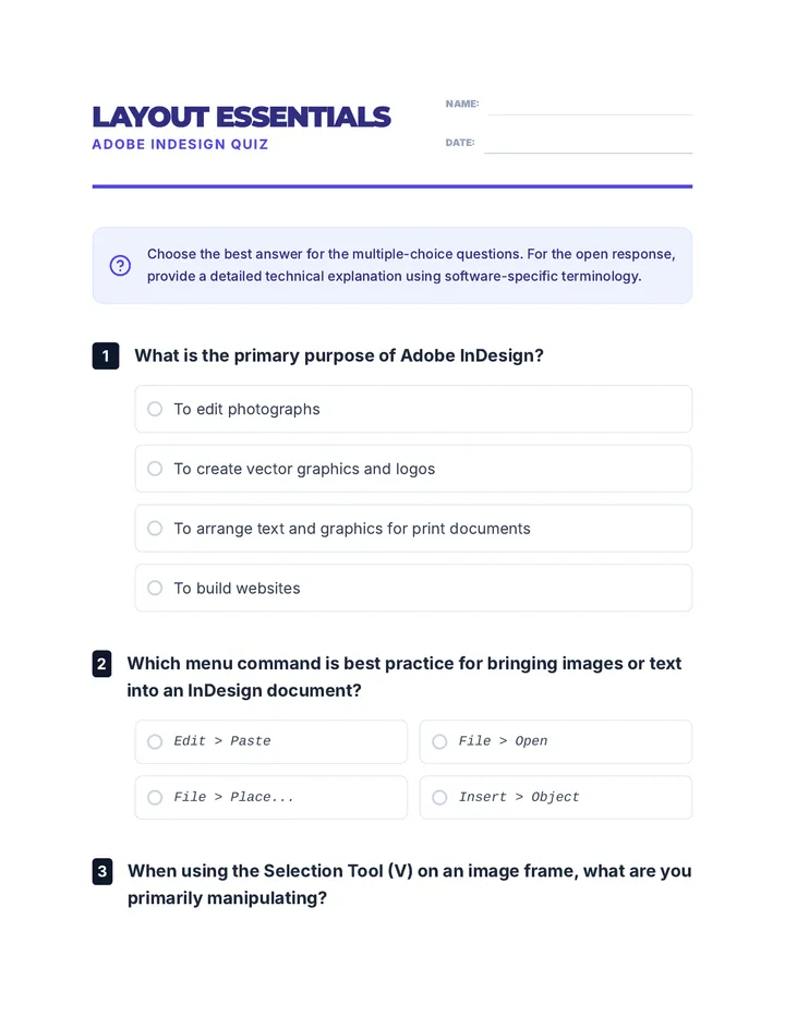 InDesign Quiz: Layout Essentials