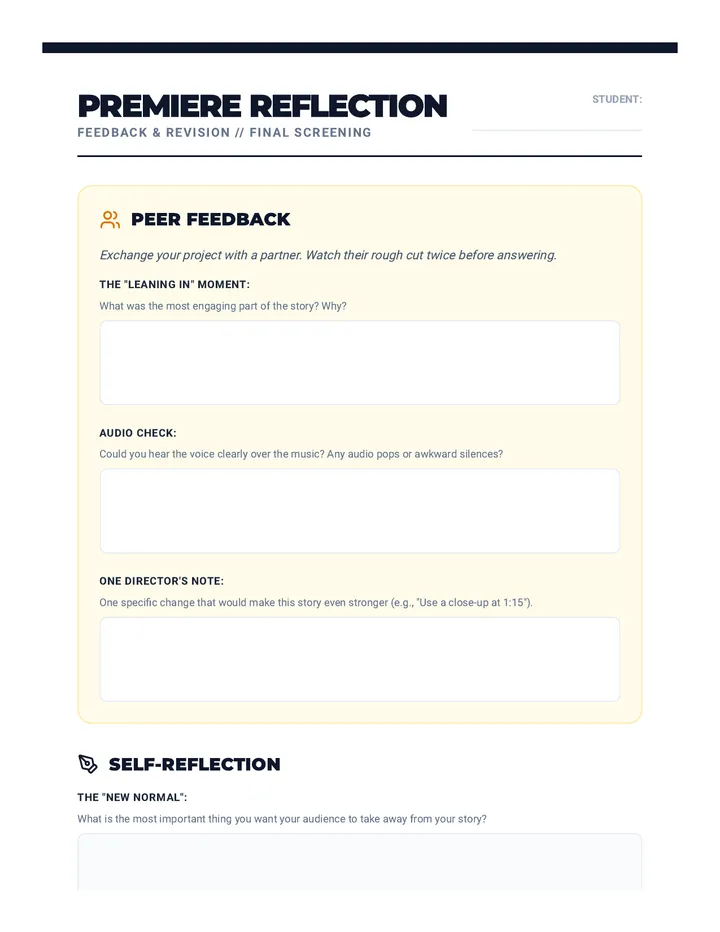 Premiere Reflection Worksheet