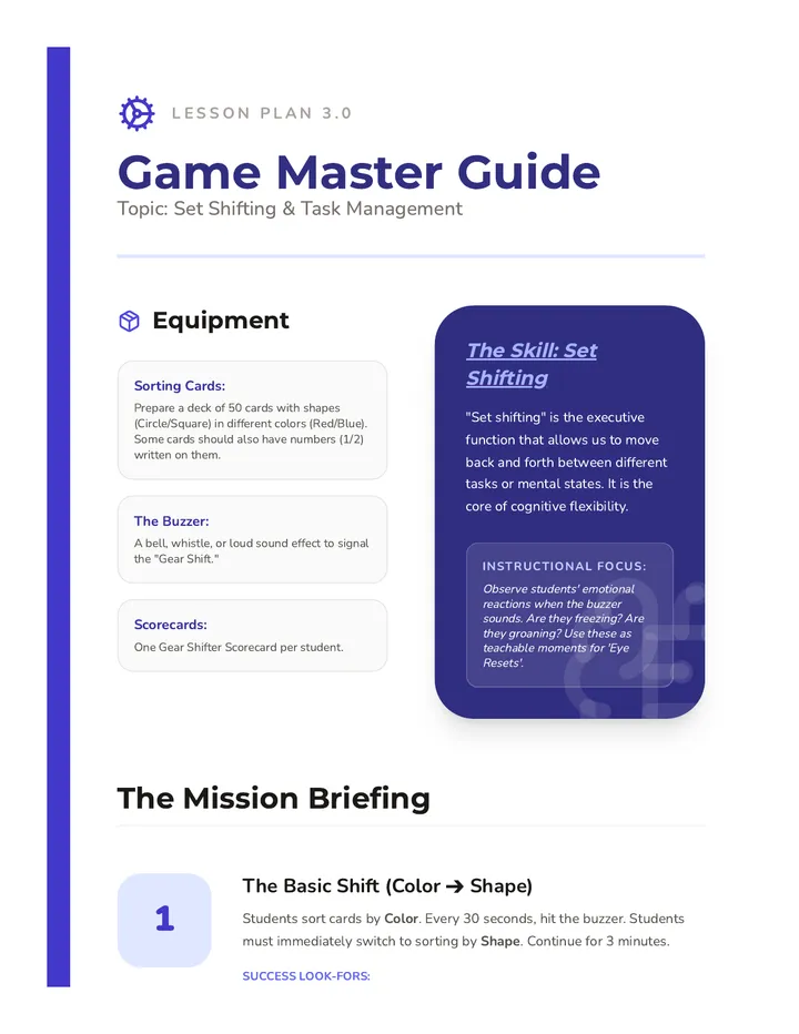Gear Shifter Teacher Guide