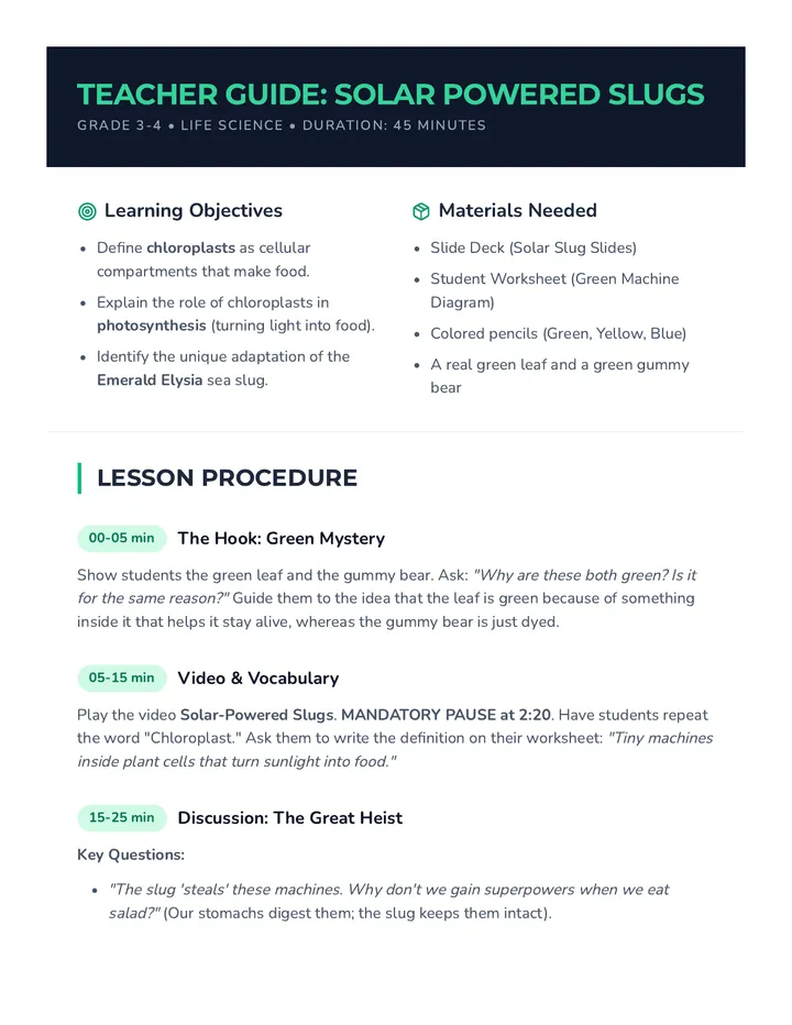 Slug Power Teacher Guide