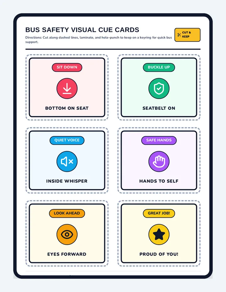 Bus Safety Visual Cards