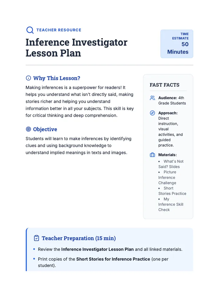 Inference Investigator Lesson Plan