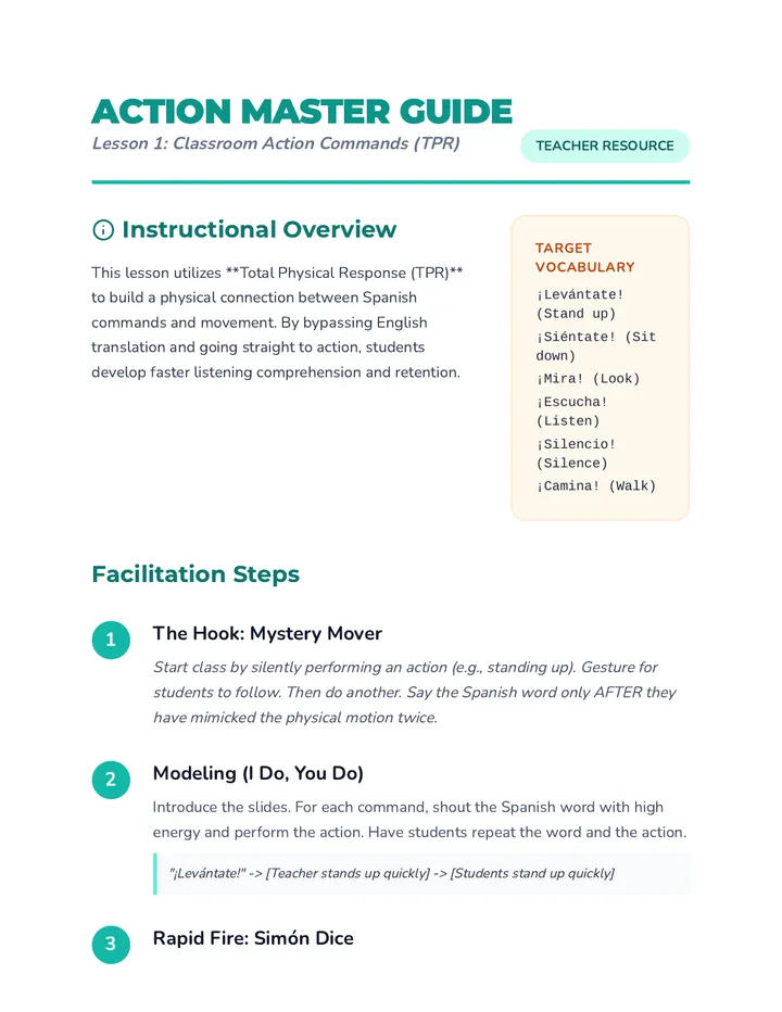 Action Master Teacher Guide