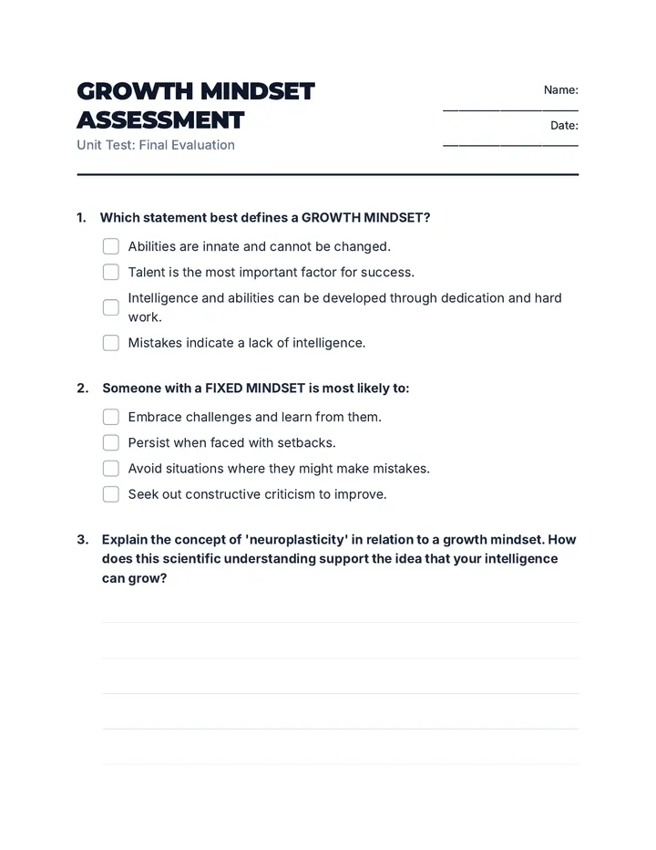 Growth Mindset Test