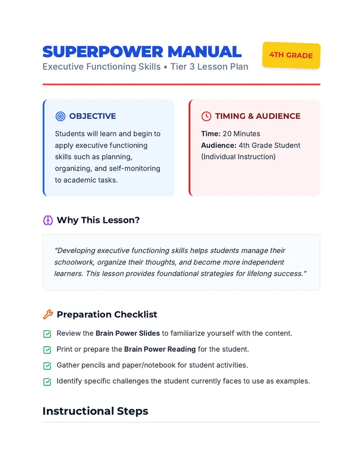 Superpower Manual Lesson Plan