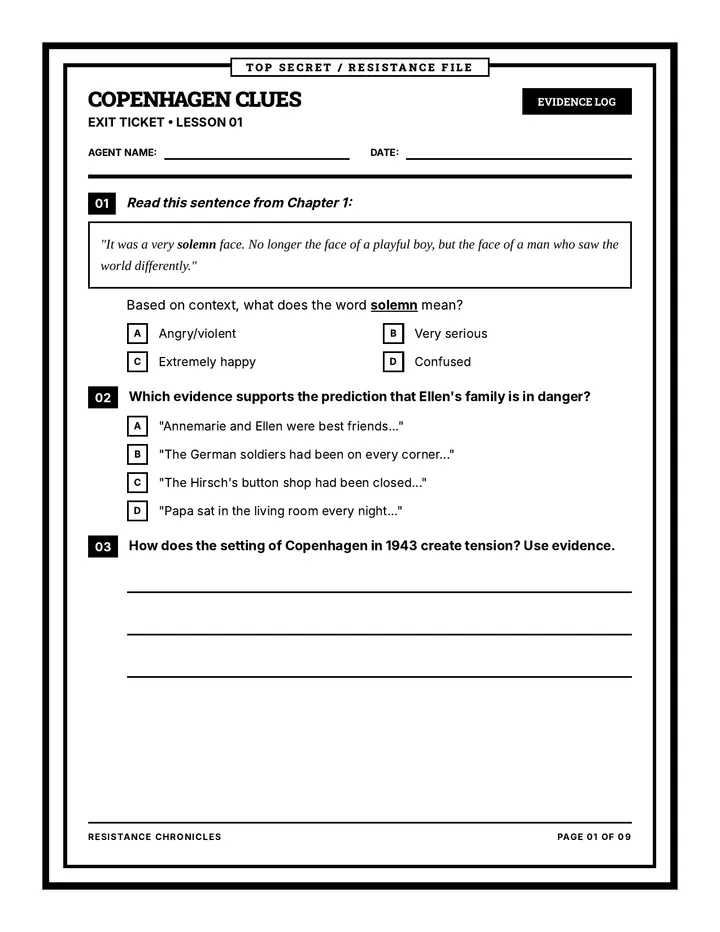 Resistance Exit Ticket Packet