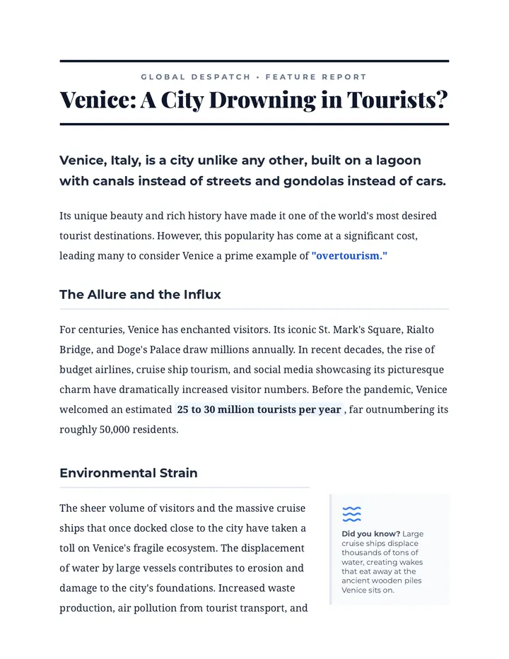 Venice Case Study Reading