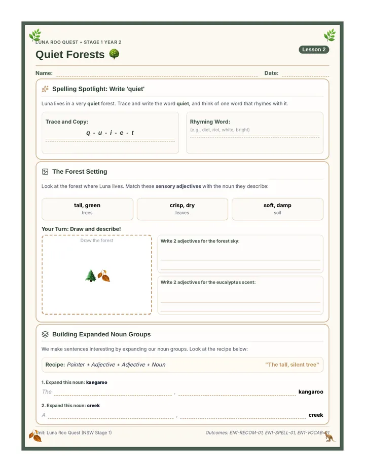Quiet Forests Worksheet