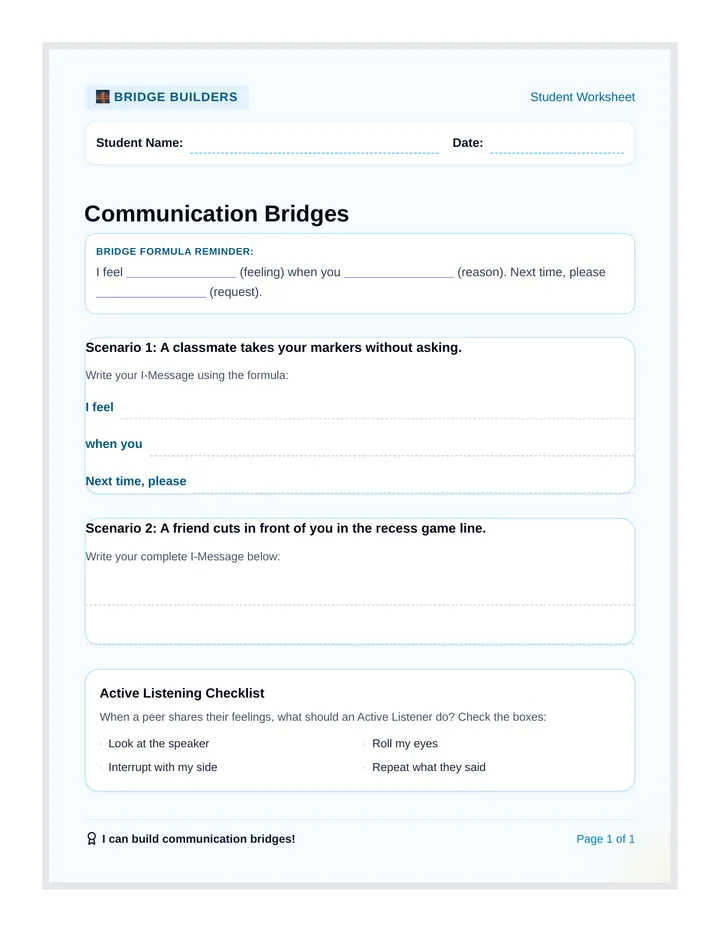 Bridge Builders Worksheet
