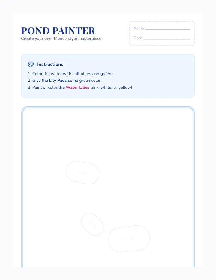Pond Painting Worksheet
