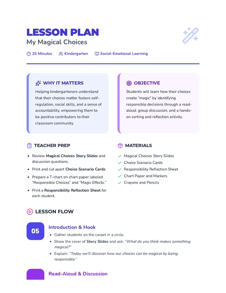 Magical Choices Lesson Plan