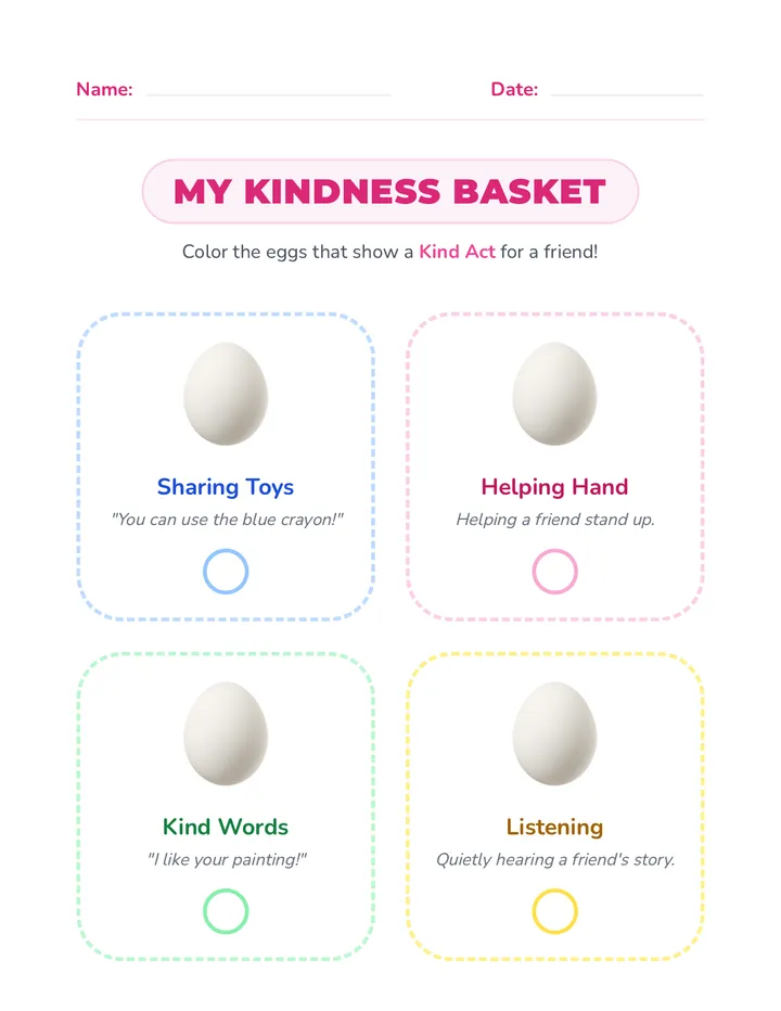 Kindness Basket Worksheet