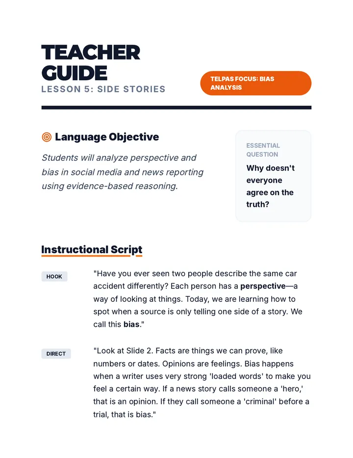 Side Stories Teacher Guide