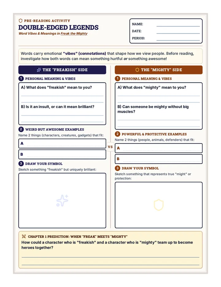 Double Edged Legends Worksheet