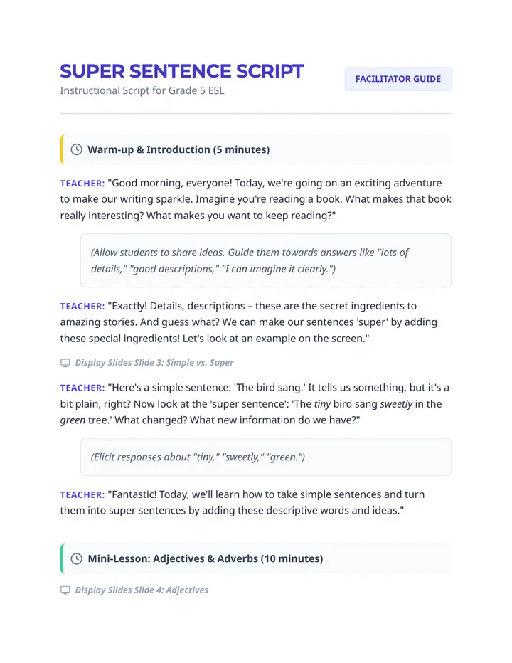 Super Sentence Script Resource
