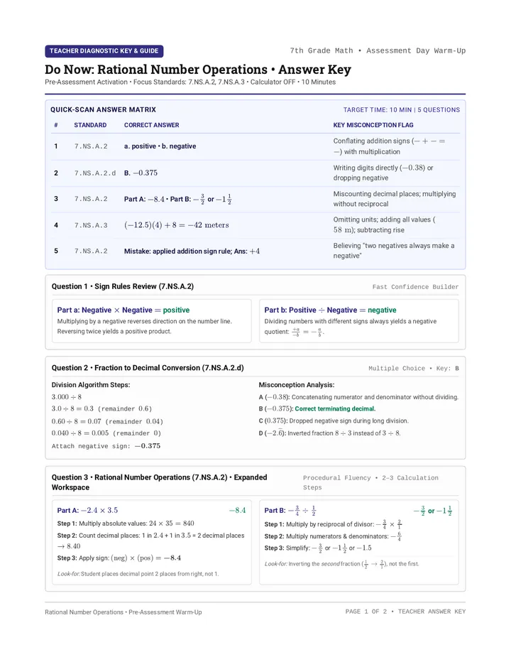 Rational Operations Answer Key