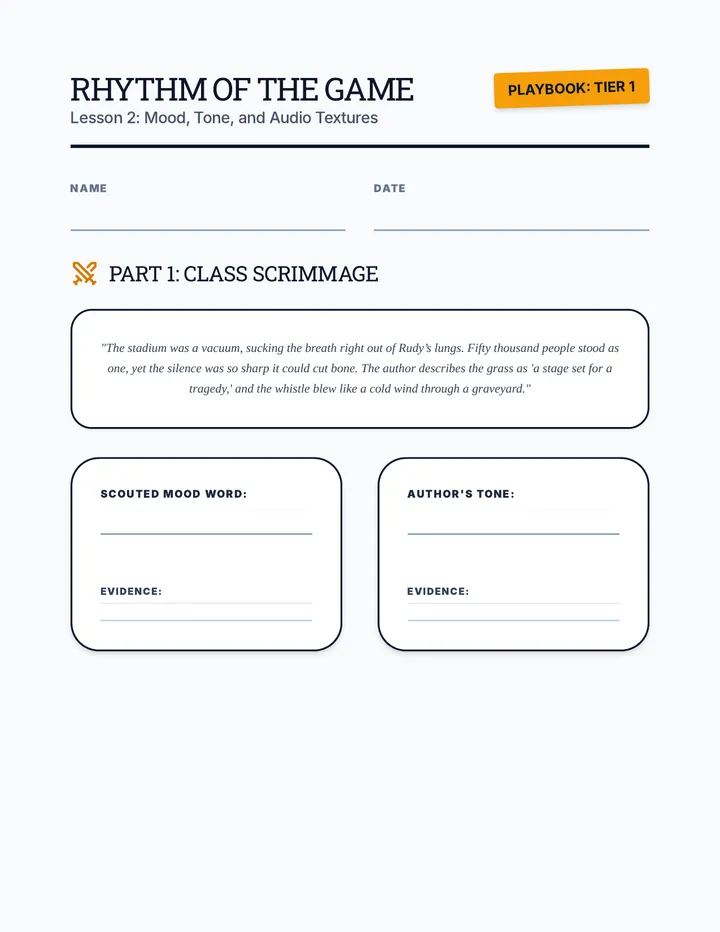 Rhythm of the Game Worksheet