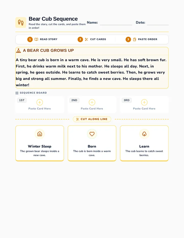 Bear Cub Worksheet