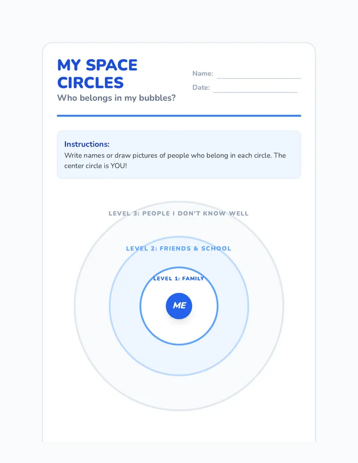 My Space Circles Worksheet