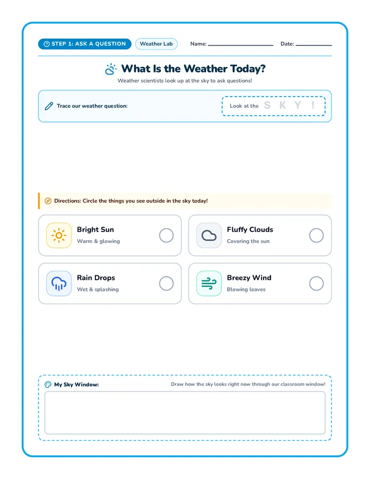 Sky Wonder Question Worksheet