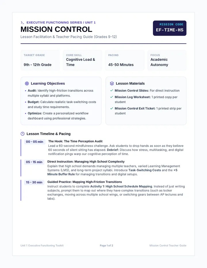 Mission Control Teacher Guide