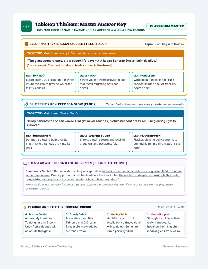 Tabletop Thinkers Answer Key