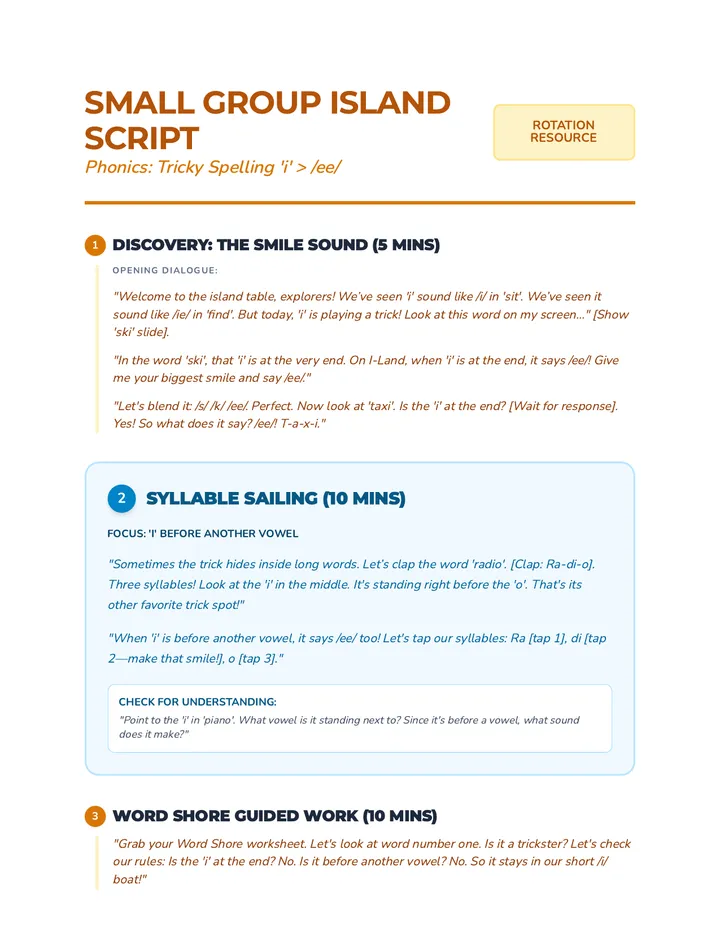 Small Group Island Script Resource