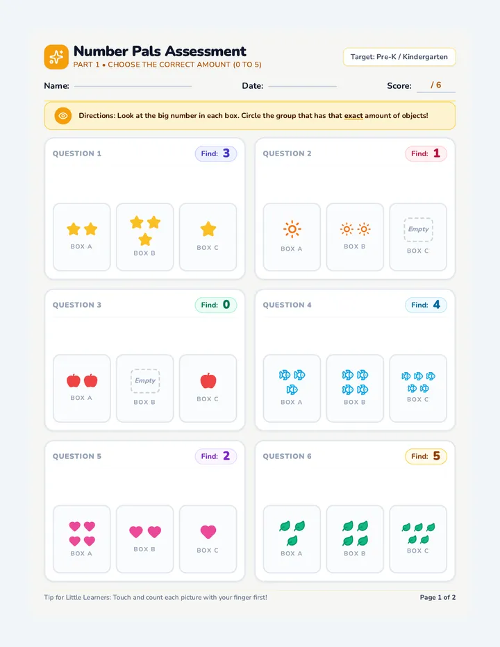 Number Pals Assessment