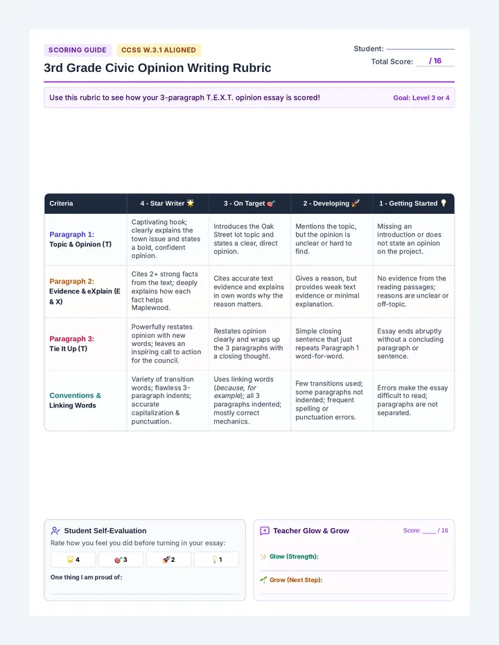 Opinion Scoring Rubric