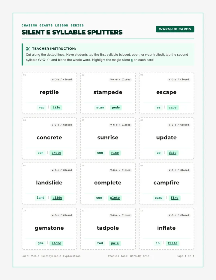 Giant Warmup Cards