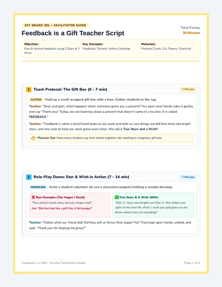 Feedback Gift Teacher Script