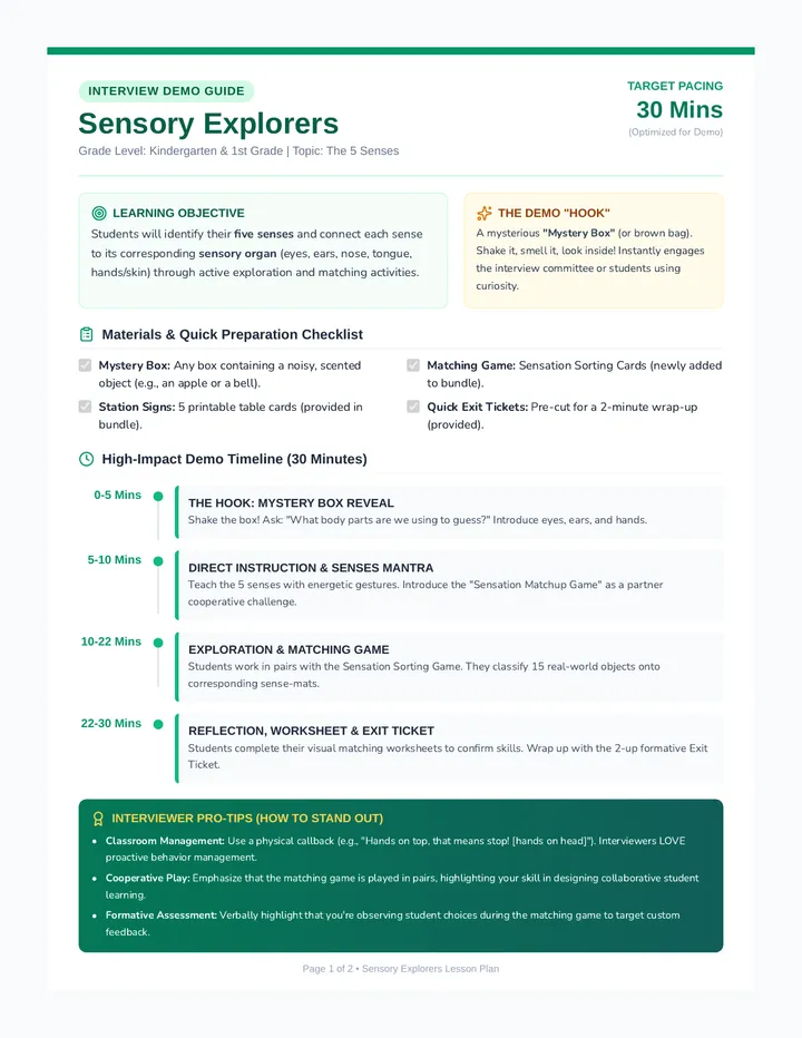 Sensory Explorers Lesson Plan