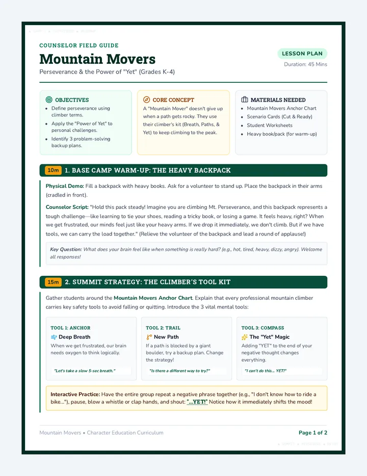 Mountain Movers Counselor Guide