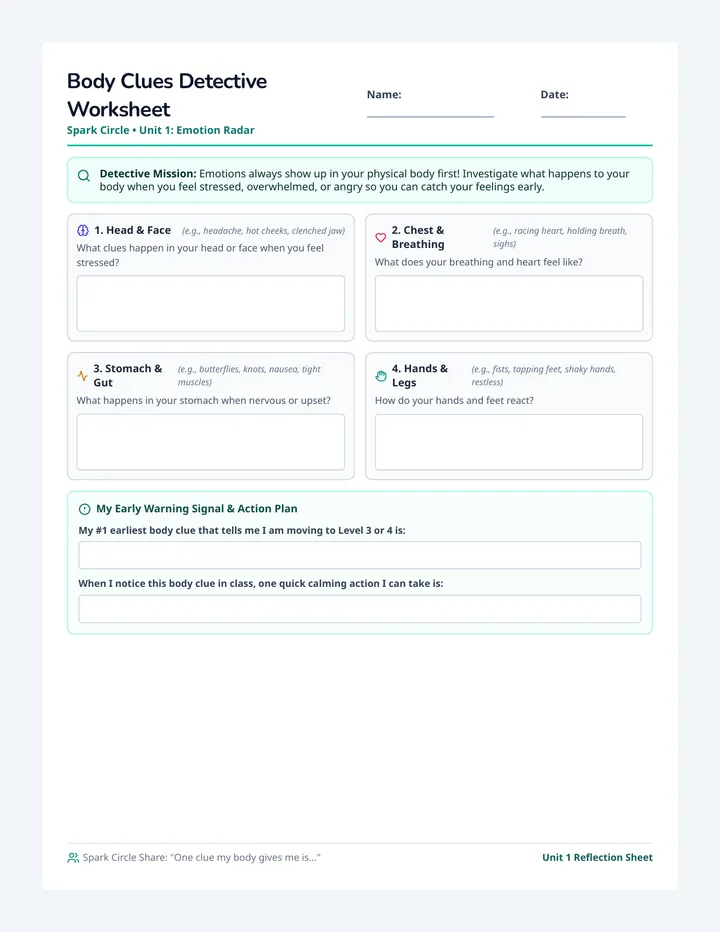 Body Clues Detective Worksheet
