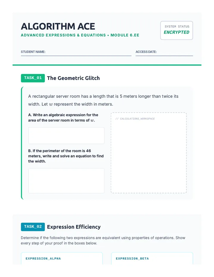 Algorithm Ace Worksheet