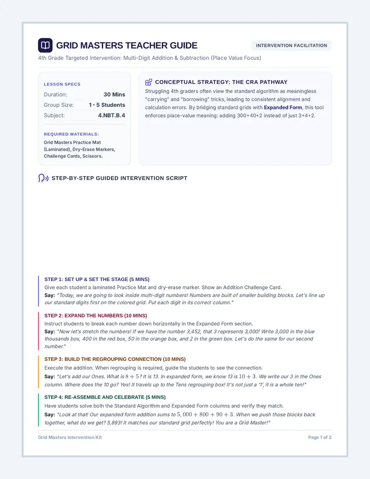 Grid Masters Teacher Guide