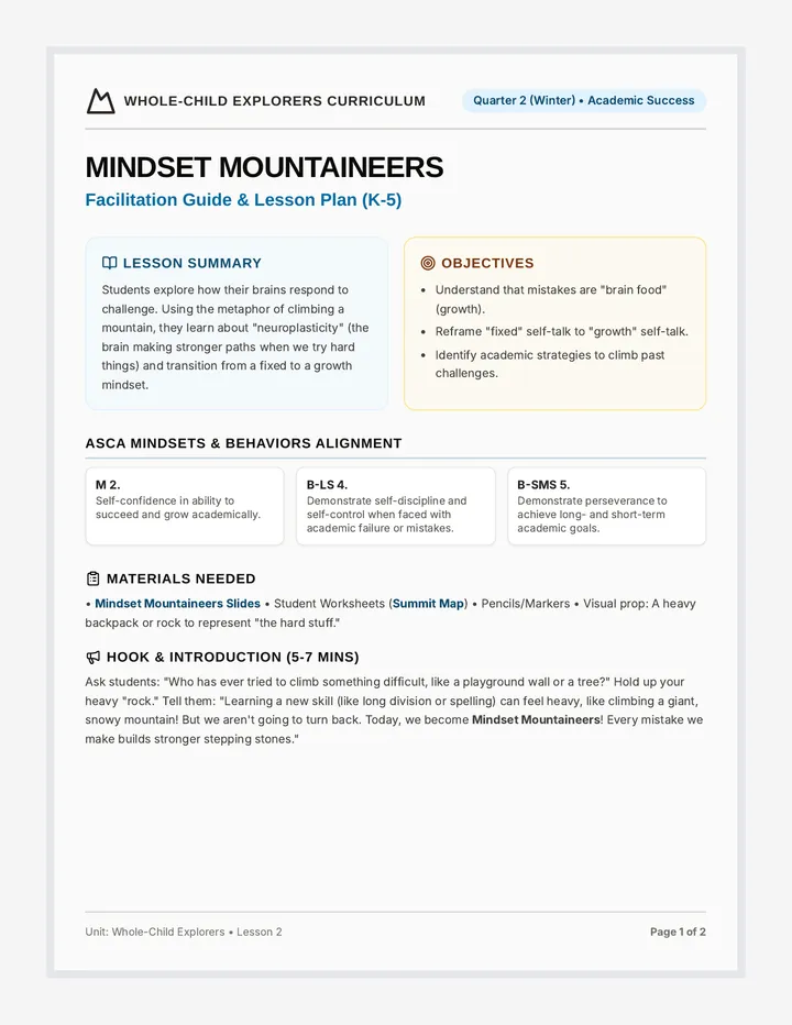 Mindset Mountaineers Counselor Guide